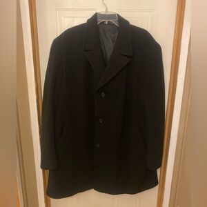 Ralph Lauren Black Wool/Cashmere Three Button Overcoat